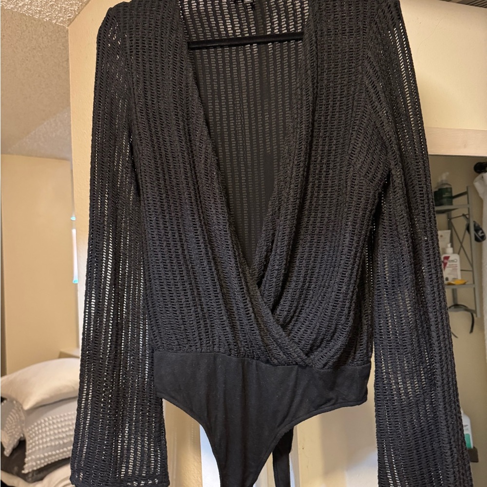 Lulu's Black Textured Knit Top